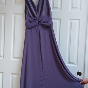 Elegant Purple Maxi Dress with Plunging V-Neck